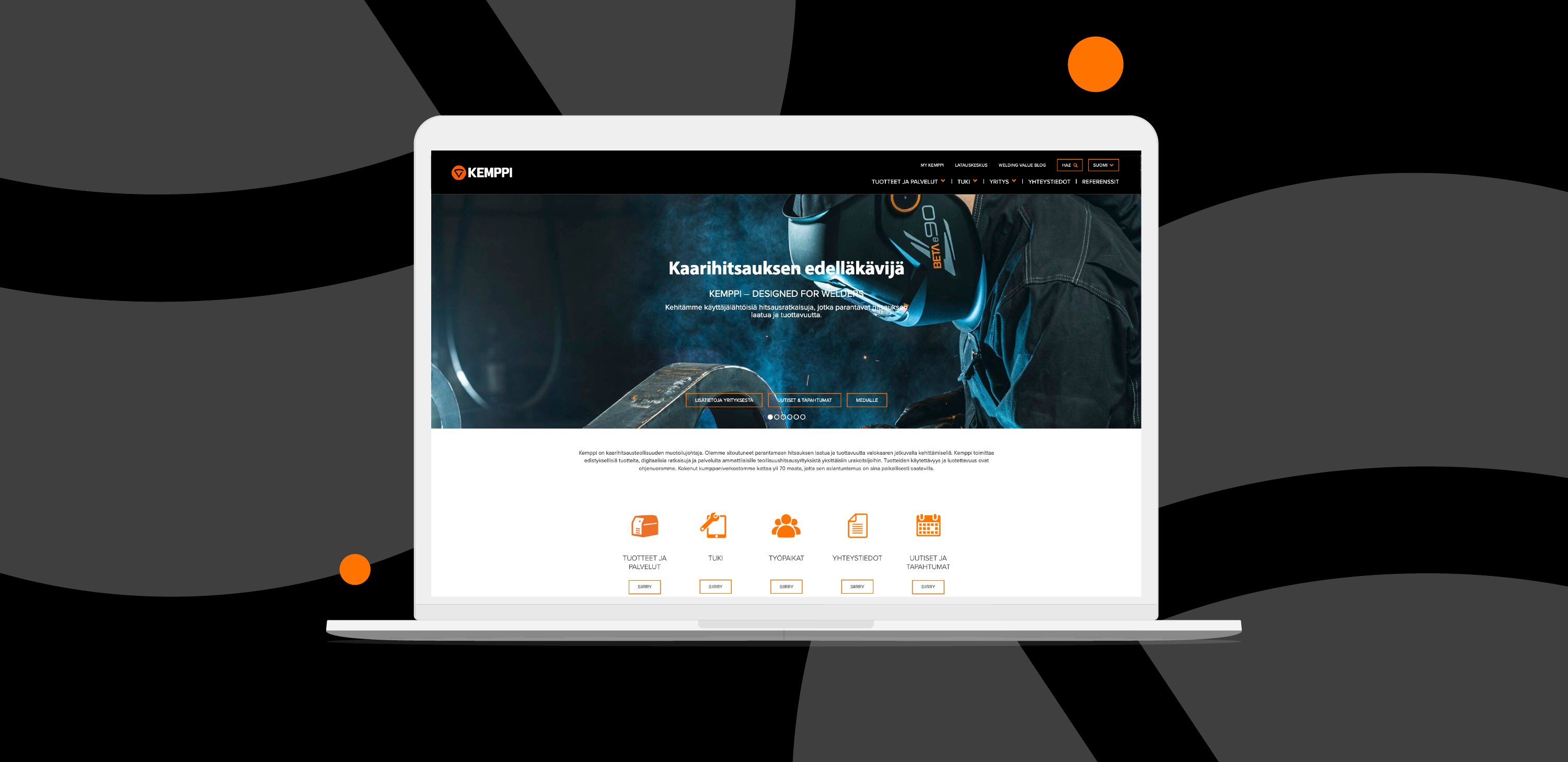 Mockup of the website on a laptop screen.