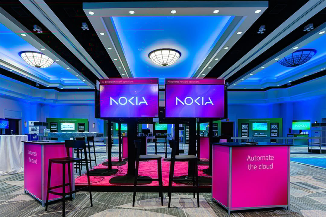 Views of the event’s colorful exhibition booths.